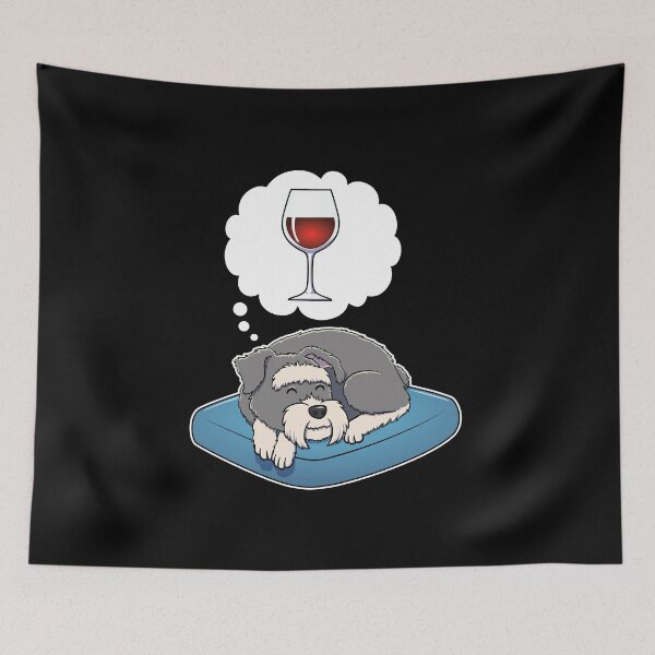Item preview, Miniature Schnauzer dreaming about Red Wine designed and sold by DoggieDelights.