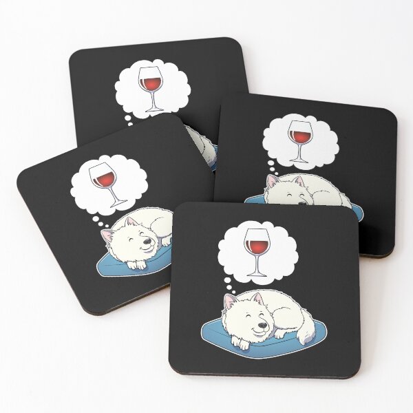 Item preview, Samoyed dreaming about Red Wine designed and sold by DoggieDelights.