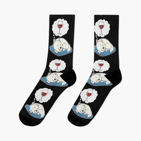 Item preview, Samoyed dreaming about Red Wine designed and sold by DoggieDelights.