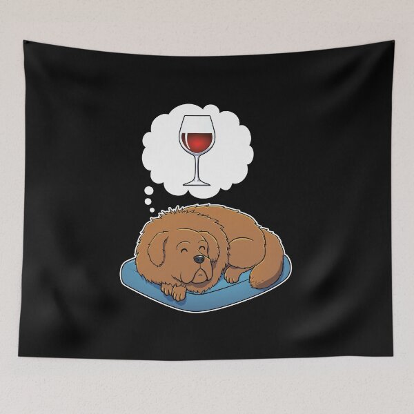 Item preview, Tibetan Mastiff dreaming about Red Wine designed and sold by DoggieDelights.