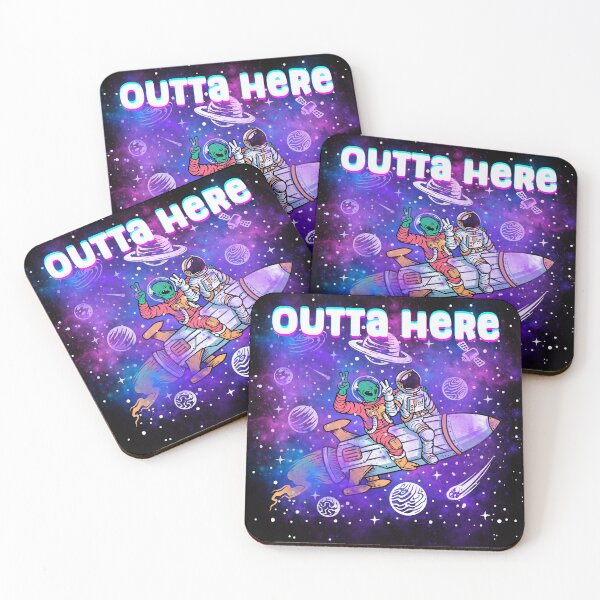 Item preview, Outta Here Space Bound astronaut and alien galaxy  designed and sold by MamaNeeaDesigns.