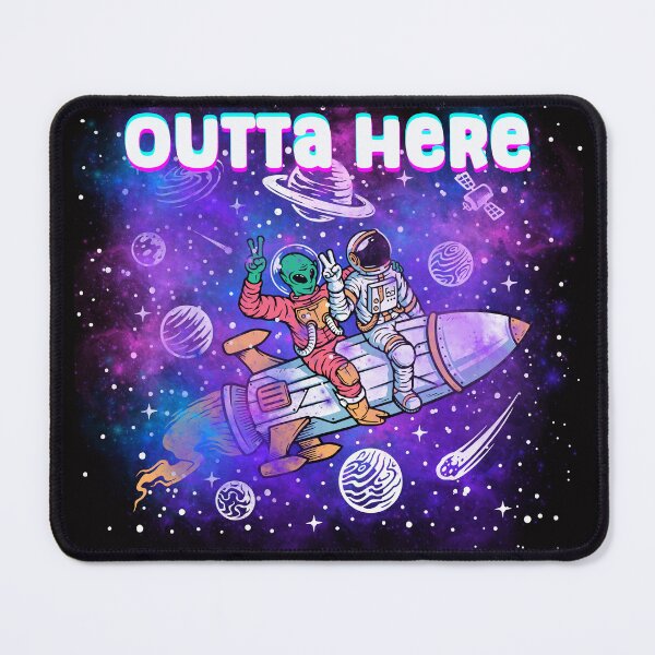 Item preview, Outta Here Space Bound astronaut and alien galaxy  designed and sold by MamaNeeaDesigns.