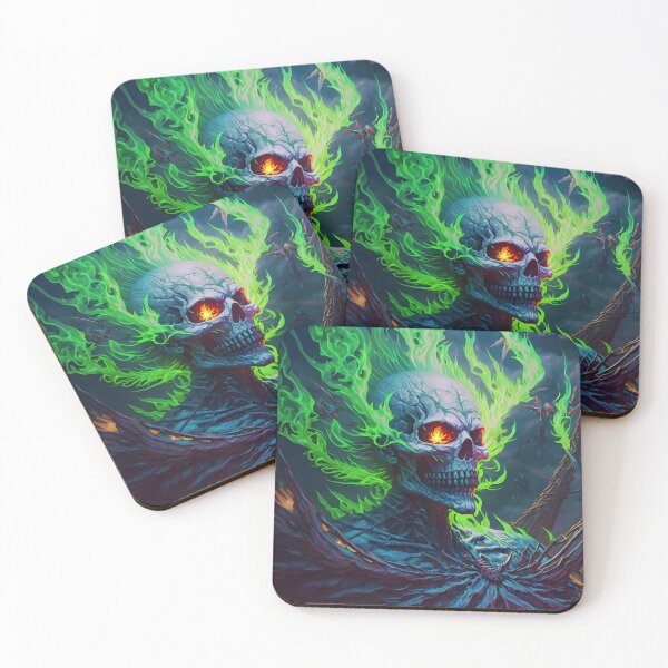 Item preview, Green Flame Skull designed and sold by Teebuya.