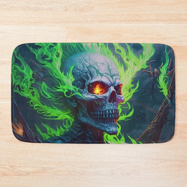 Item preview, Green Flame Skull designed and sold by Teebuya.