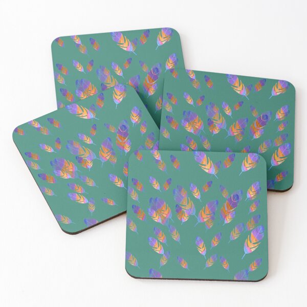 Item preview, Lluvia de plumas azul violeta naranja rojo rosa designed and sold by glowvim.