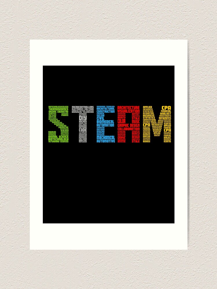 Steam Word Cloud Design Science Technology Engineering Art Math Art Print By Byrdexpression Redbubble