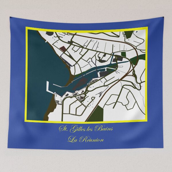 Item preview, Map of St. Gilles les Bain, La Réunion, 974 - La Reunion Lovers designed and sold by artyfartypants.