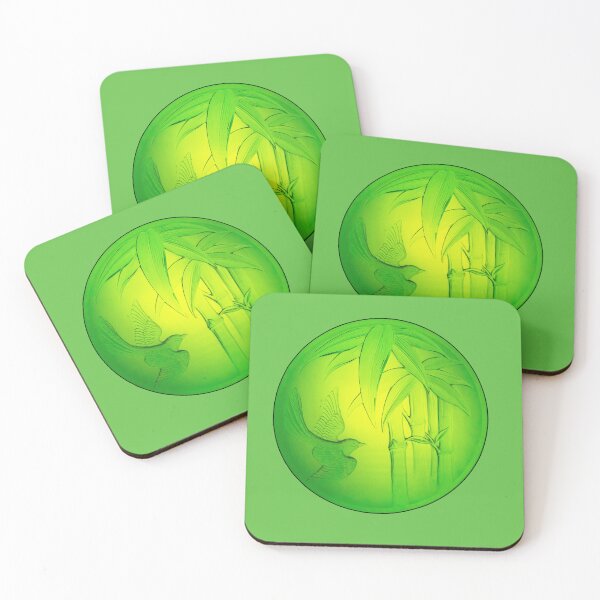 Item preview, Green glass plaque of a bird and Bamboo designed and sold by Dalyndigital Photography.