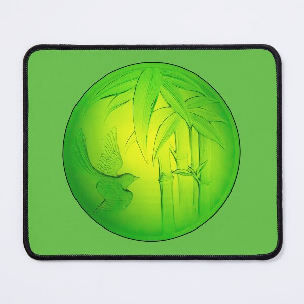 Item preview, Green glass plaque of a bird and Bamboo designed and sold by Dalyndigital Photography.