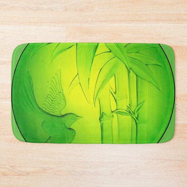 Item preview, Green glass plaque of a bird and Bamboo designed and sold by Dalyndigital Photography.