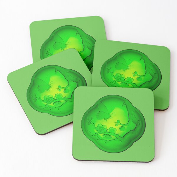 Item preview, Green glass plaque of a butterfly and flowers designed and sold by Dalyndigital Photography.
