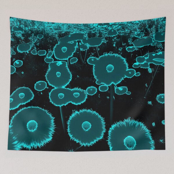 Item preview, Turquoise Abstract Dandelions Glowing designed and sold by asurtiumgreen.