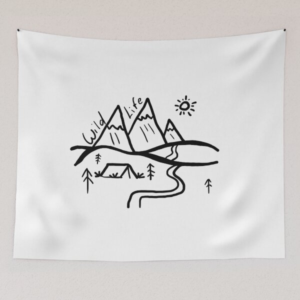 Item preview, Wild Life In the Great Outdoors - camping, tent, nature, hiking, kids drawing illustration designed and sold by VisionQuestArts.
