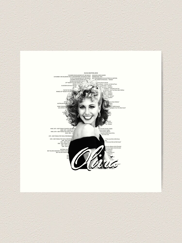 Olivia Newton-John - A lifetime of achievements Designed by PopRetroDisco |  Art Print