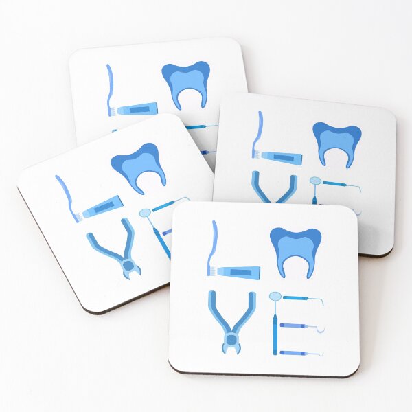 Dentistry Love Proud Dentist Funny Dental Assistant Gift Coasters (Set of 4)