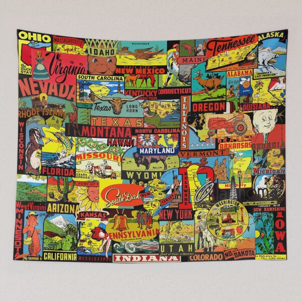 Item preview, 50 American States Vintage Travel Decal Bomb designed and sold by hilda74.