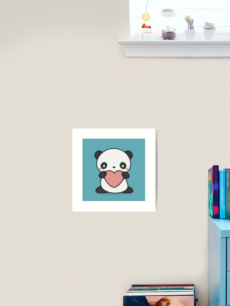 Kawaii Cute Panda Heart Art Print by Wordsberry