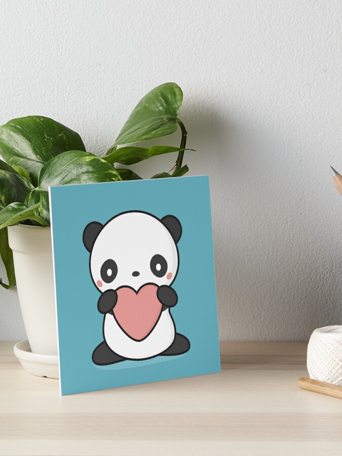 Cute Kawaii Panda With Heart Poster by kiwiprints