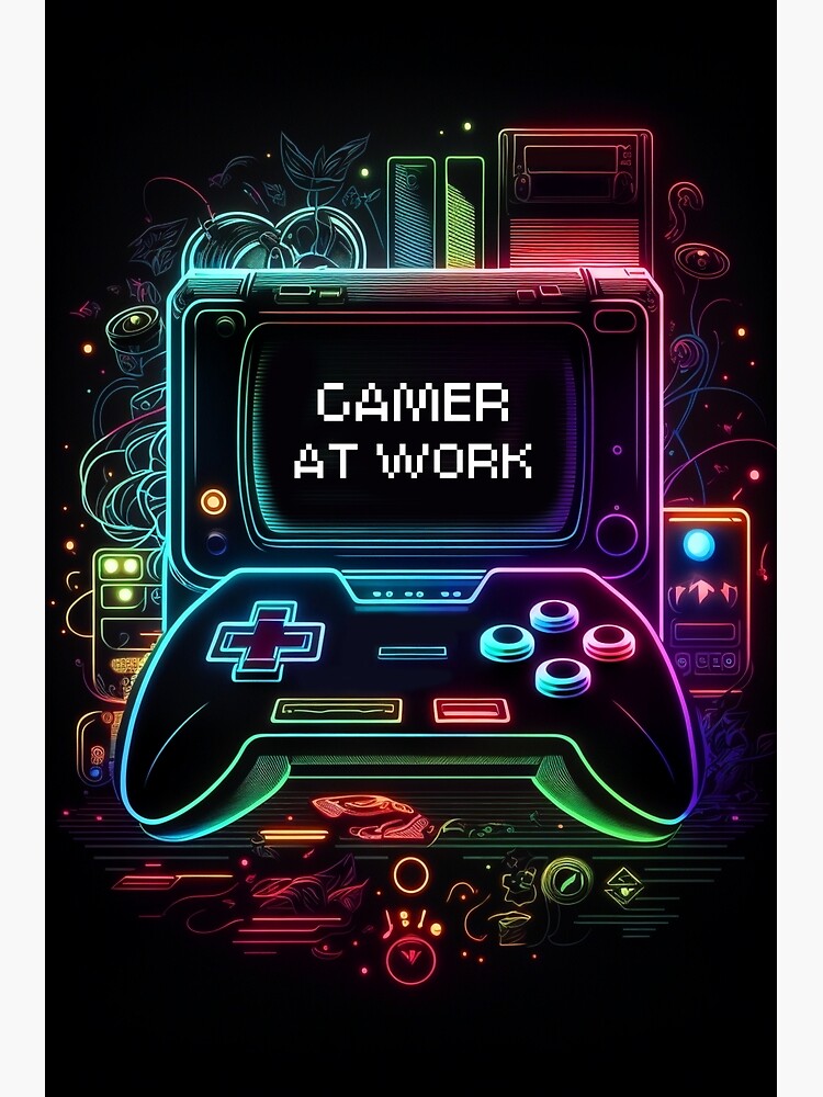 Poster for Sale avec l'œuvre « Joueur au travail ! Jeu rétro néon » de  l'artiste artra-shop