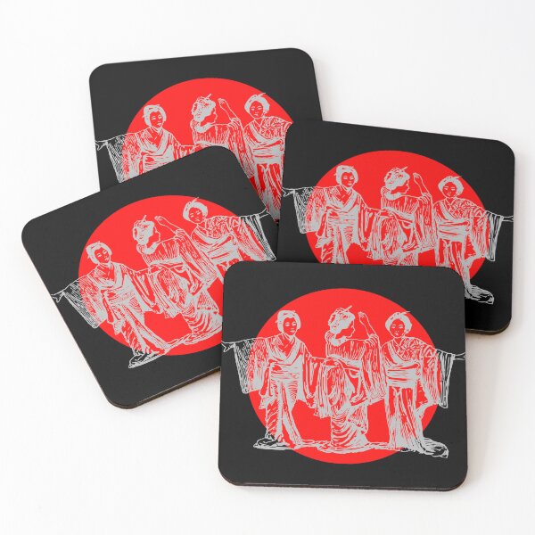 Item preview, THREE ASIAN GEISHAS ON A RED BACKGROUND designed and sold by Mdozet.