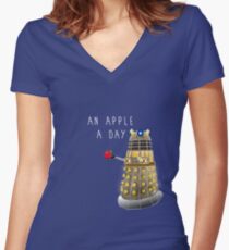 An Apple a Day Keeps the Doctor Away Women's Fitted V-Neck T-Shirt