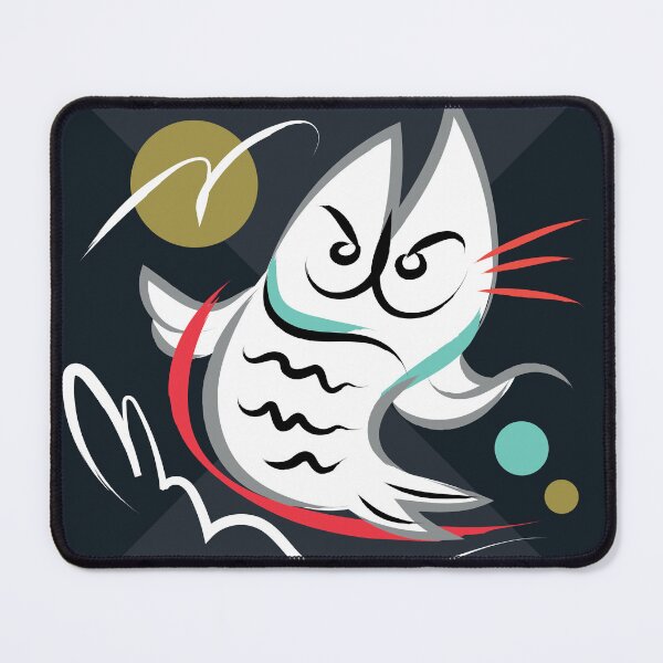 Item preview, Oriental fishCAT surfing in red, silver and gold designed and sold by metadorcreative.