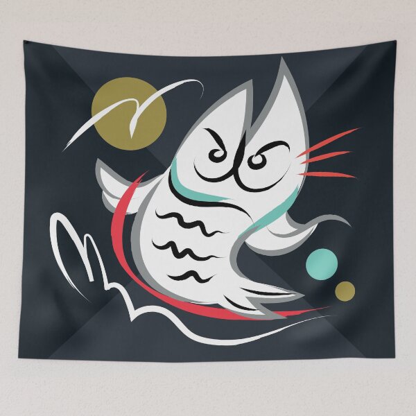 Item preview, Pez orientalCAT surfeando en rojo, plateado y dorado designed and sold by metadorcreative.