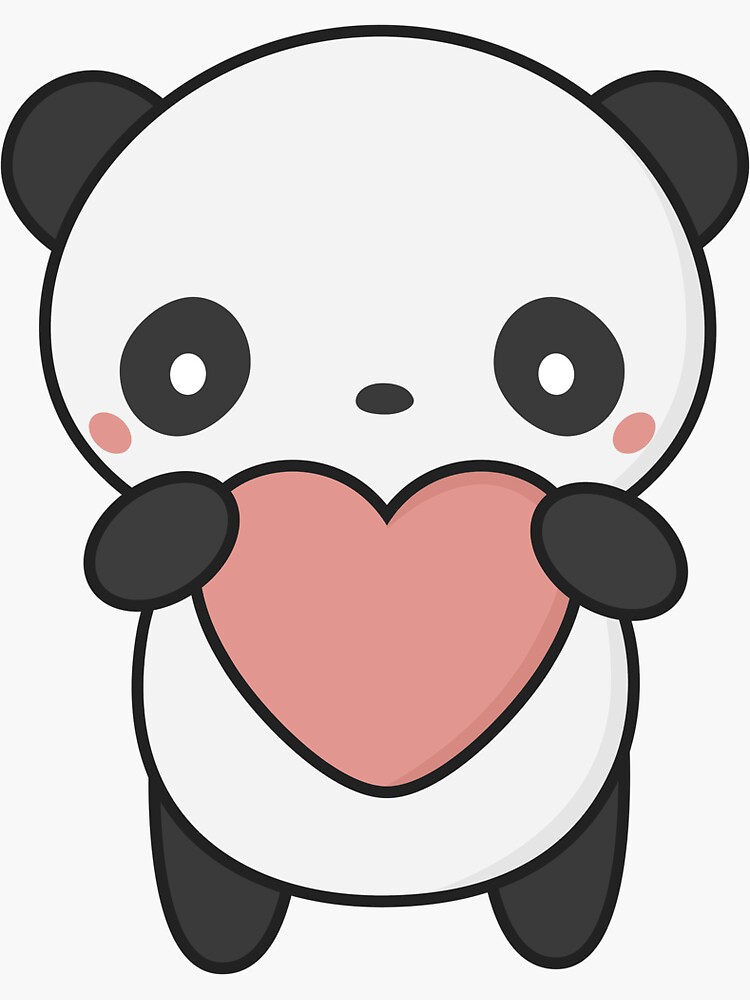 "Cute and Kawaii Panda With A Heart " Sticker by wordsberry | Redbubble