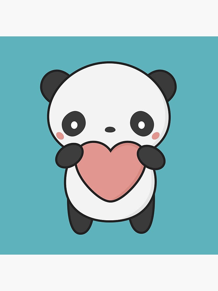 Cute Kawaii Panda Hugs a Heart · Creative Fabrica