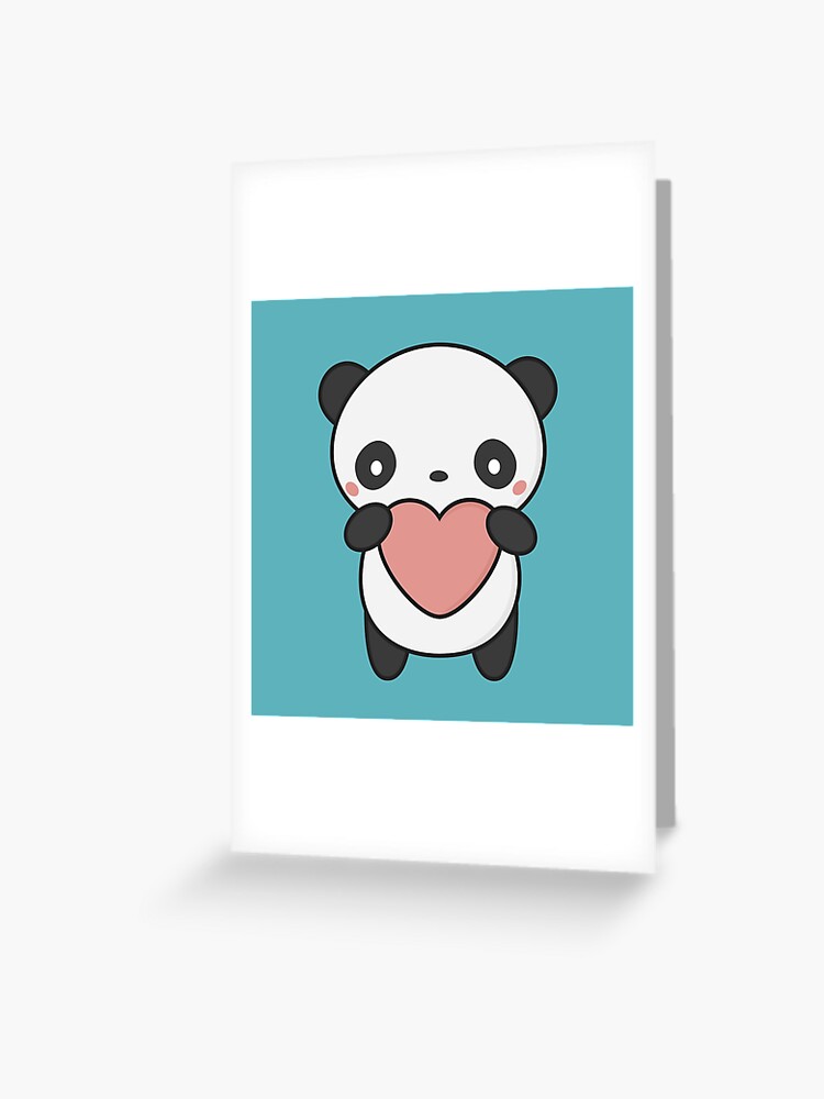 Kawaii Cute Panda With Heart Art Print by Wordsberry