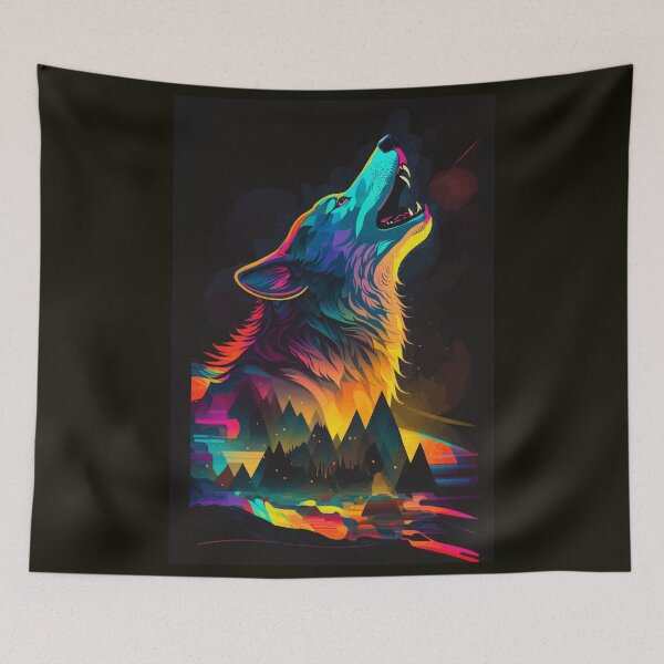 Item preview, Fantasy Howling Wolf in forest  designed and sold by Visual-wallart.
