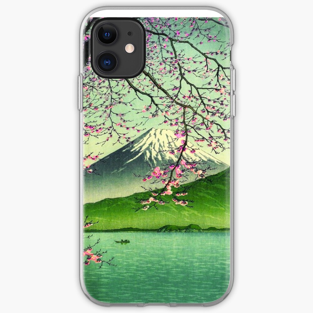 Monte Fuji y cerezos en flor Funda y vinilo para iPhone