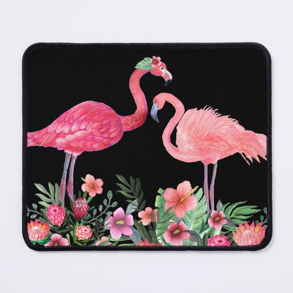 Artikelvorschau, Flamingo mit tropischen Blumen von Magenta Rose Designs entworfen und verkauft von MagentaRose.