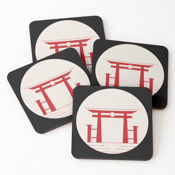 Item preview, JAPANESE TORII ON A MOON BACKGROUND WITH RED ELEMENTS designed and sold by Mdozet.