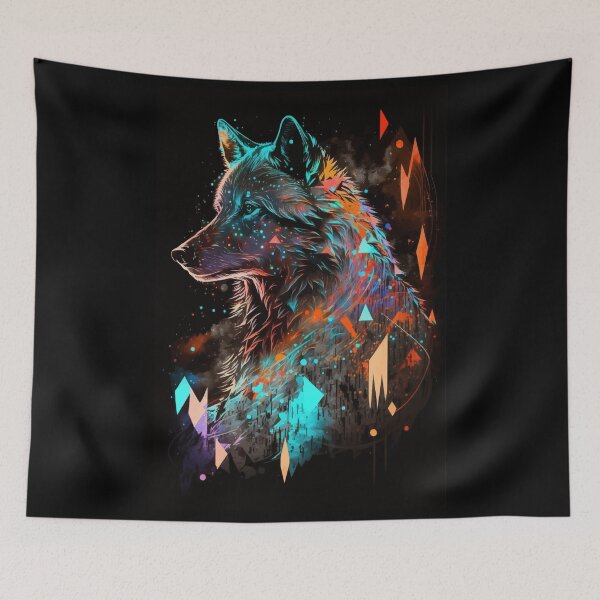 Item preview, Fantasy Geometric Wolf art designed and sold by Visual-wallart.