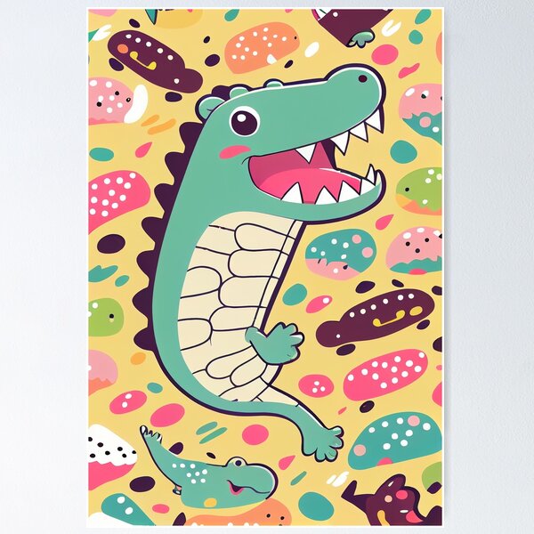 Item preview, Cute colorful crocodiles pattern designed and sold by CutePatternsRB.