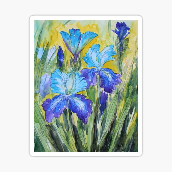 Item preview, Blue irises Watercolor Painting designed and sold by Svitlana Prouty.