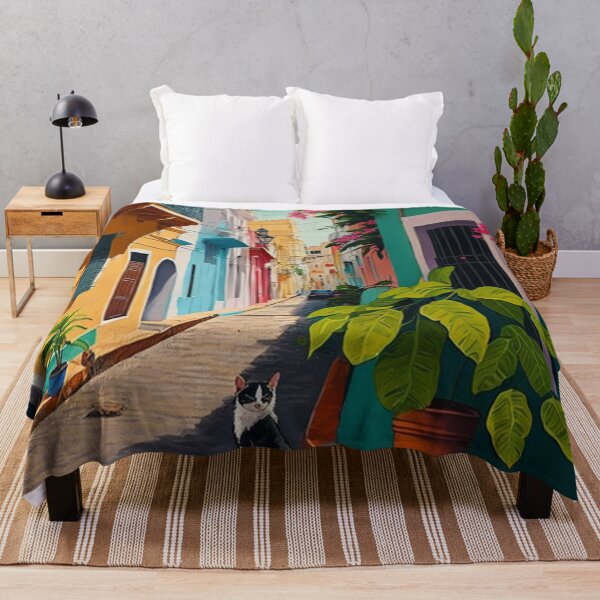 Item preview, Viejo San Juan Colorful Homes, Plants and Cats designed and sold by TheJadeCat.