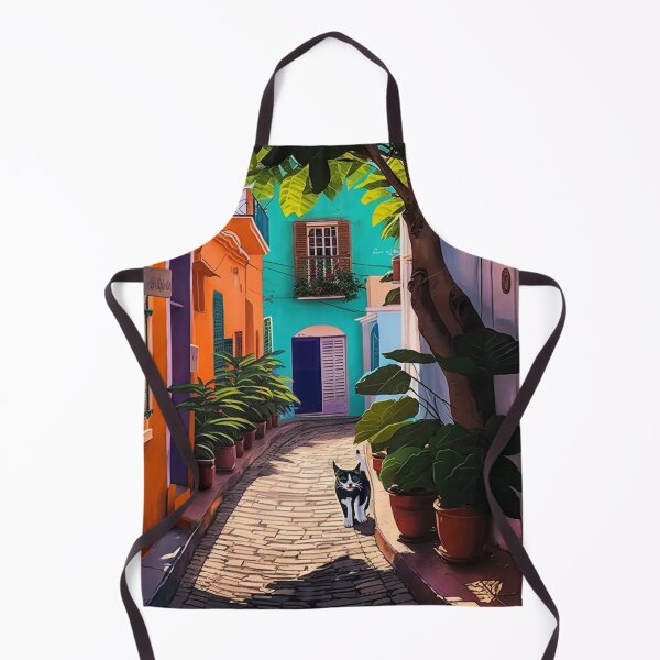 Artikelvorschau, Old San Juan Bunte Häuser, Pflanzen und Katzen entworfen und verkauft von TheJadeCat.