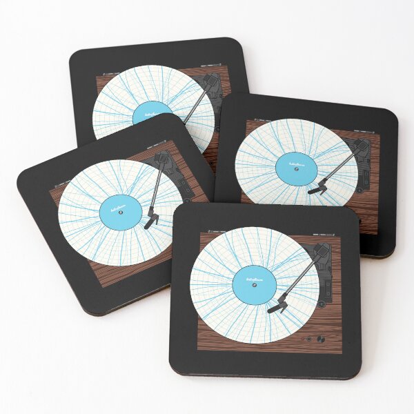 Item preview, Record Player - Blue Wavy Lines Pattern Vinyl designed and sold by halveflower.