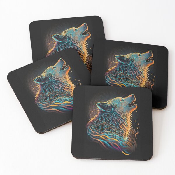 Item preview, Fantasy Howling Wolf Abstract art designed and sold by Visual-wallart.