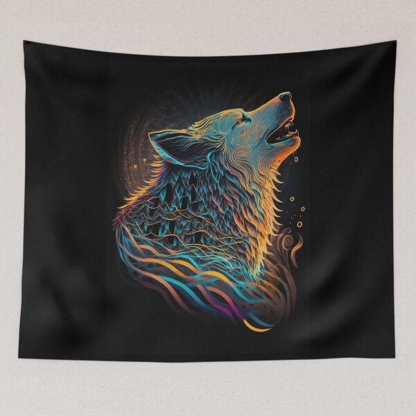 Item preview, Fantasy Howling Wolf Abstract art designed and sold by Visual-wallart.