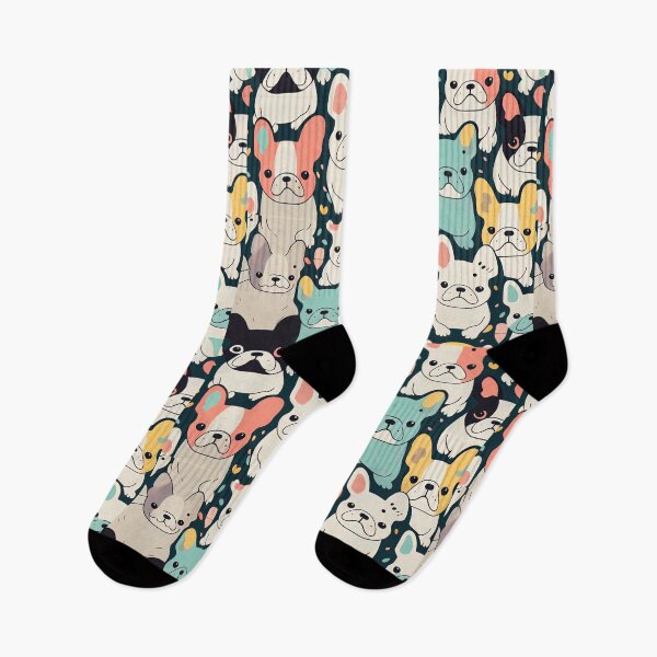 Item preview, Cute pattern of colorful frenchies designed and sold by CutePatternsRB.
