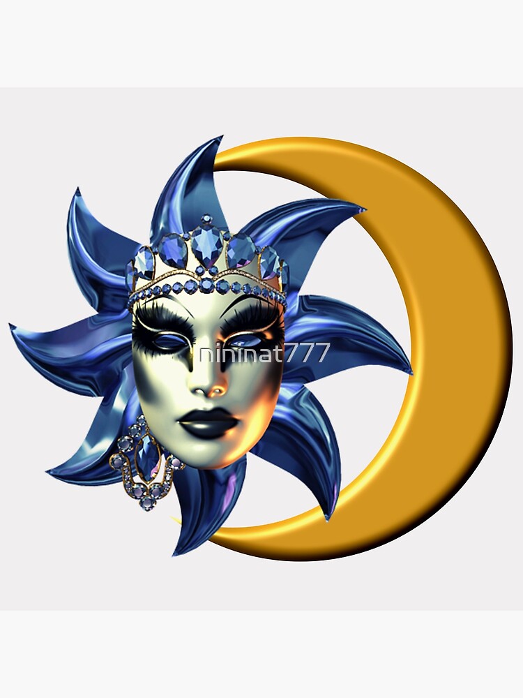 Sun and Moon Mask Blue and Gold