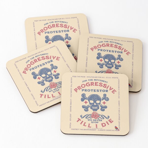 Item preview, PMD00425 Progressive Movement Designs Protestor Till I Die vintage skull style for Progressives and Democrats with 12 goals  designed and sold by ProgressiveLeft.