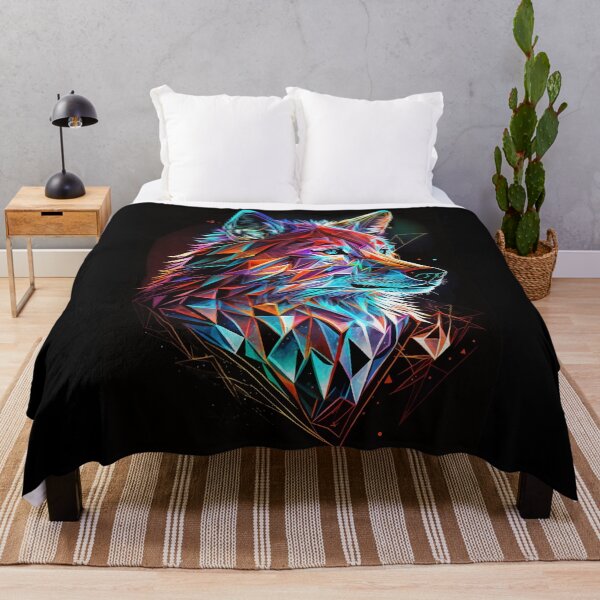 Item preview, Fantasy Geometric Wolf Abstract Art designed and sold by Visual-wallart.