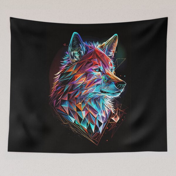 Item preview, Fantasy Geometric Wolf Abstract Art designed and sold by Visual-wallart.