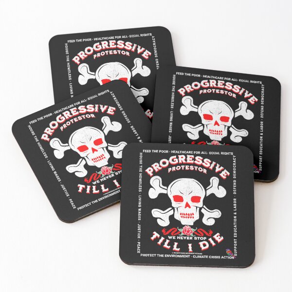 Item preview, PMD00426 Progressive Movement Designs Protestor Till I Die distressed Skull Style for Progressives and Democrats with 12 goals  designed and sold by ProgressiveLeft.