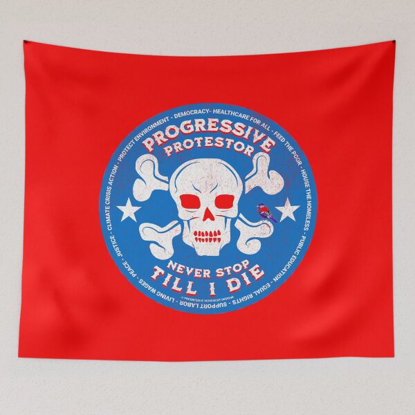 Item preview, PMD00427 Progressive Movement Designs Protestor distressed Skull Style for Progressives or democrats or Bernie Sanders supporters with goals designed and sold by ProgressiveLeft.