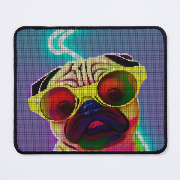Artikelvorschau, Neon Colorful Abstract Pug 8-bit Pixel Art entworfen und verkauft von PixelDripped.